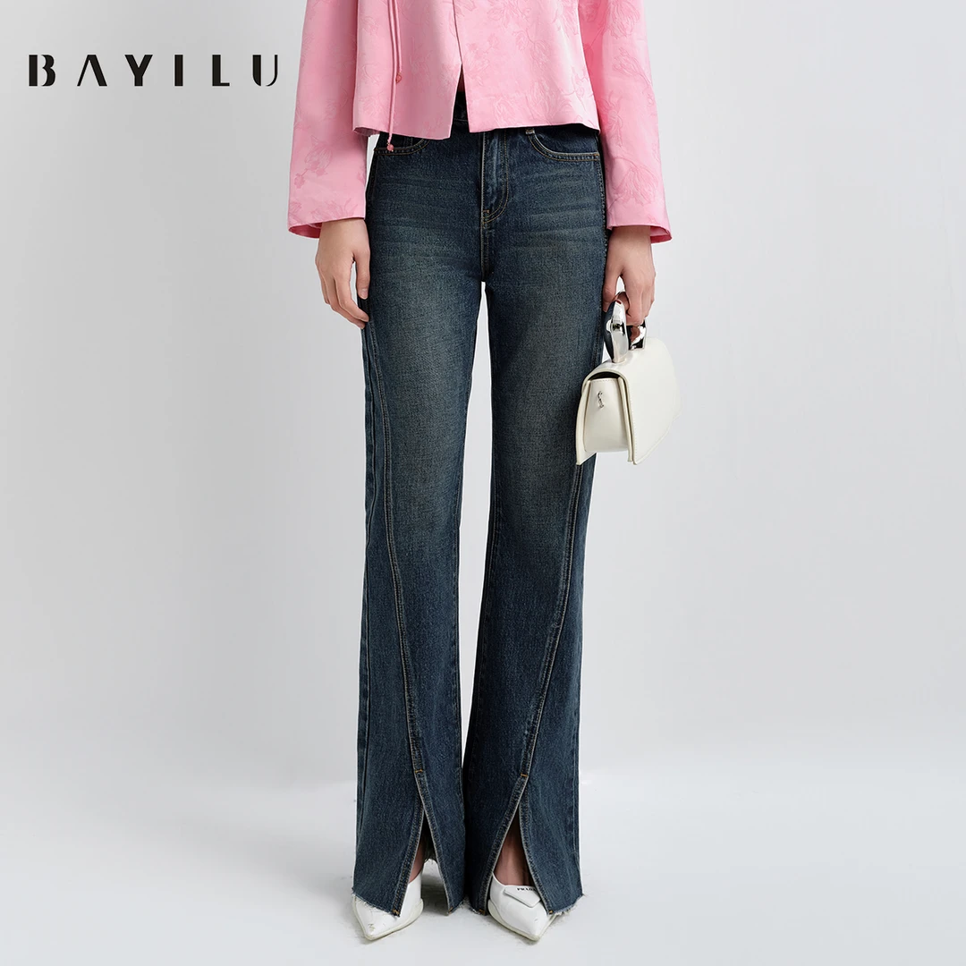 芭依璐2025春季牛仔裤女百搭显瘦牛仔蓝91K2812