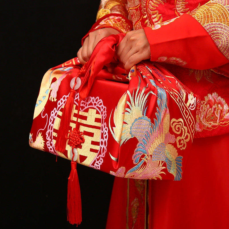 新娘陪嫁婚庆结婚用品大全包裹红布龙凤大号刺绣喜包袱皮红包裹