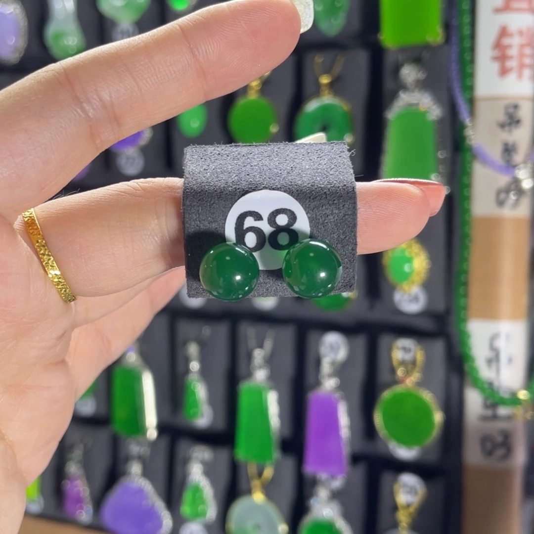 银S925镶嵌翡翠耳饰68