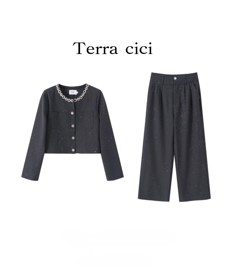 现货【魅影星辰】秋冬新款气质显瘦轻奢洋气时尚套装#LT279