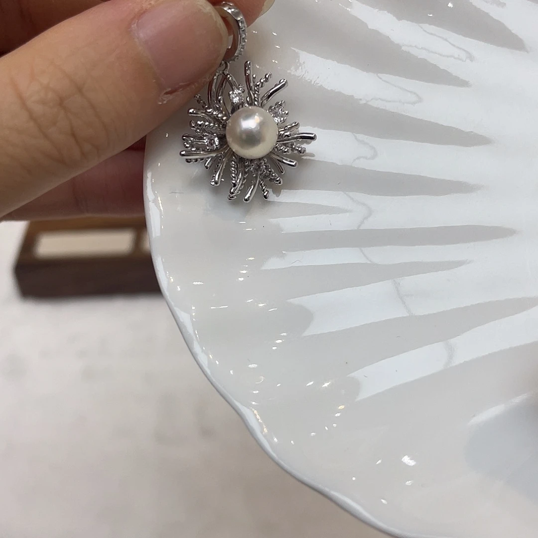 吊坠(不含链)银S925镶嵌海水珍珠