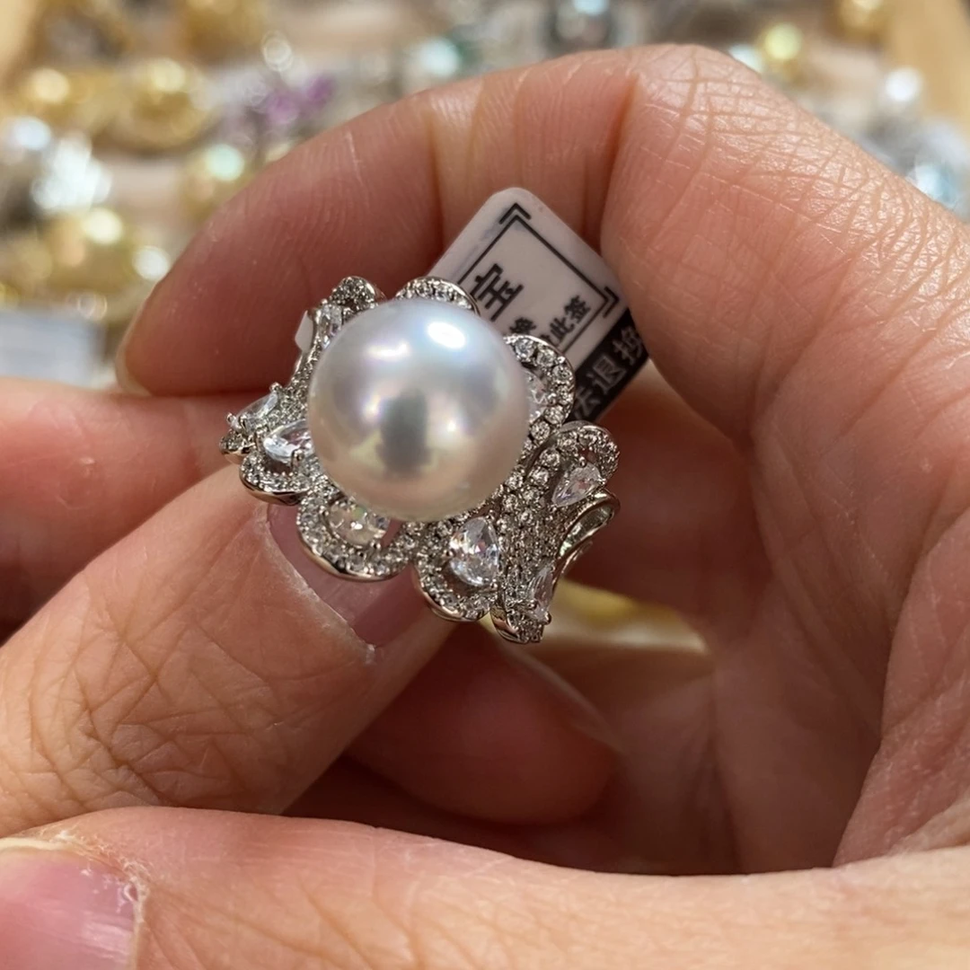海水珍珠戒指银S925镶嵌用****6