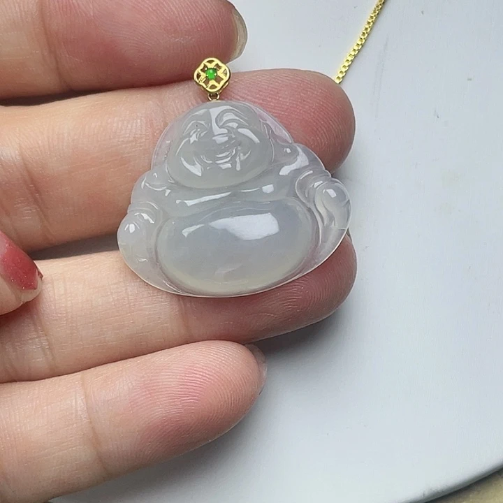 翡翠18K金镶嵌颈饰佛公