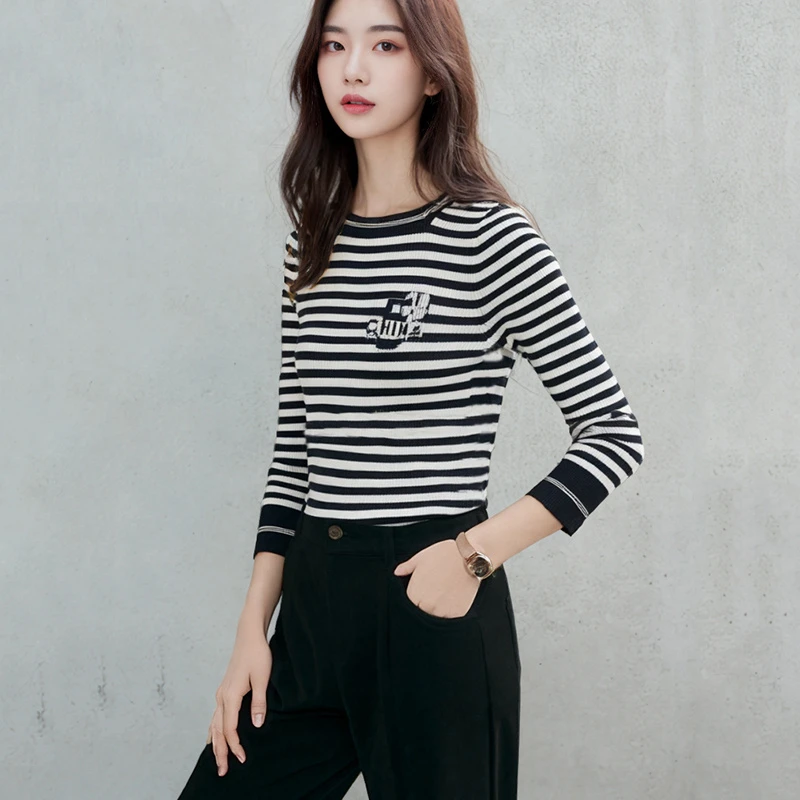 37775【然系列】条纹设计感显瘦针织衫RAQ25053