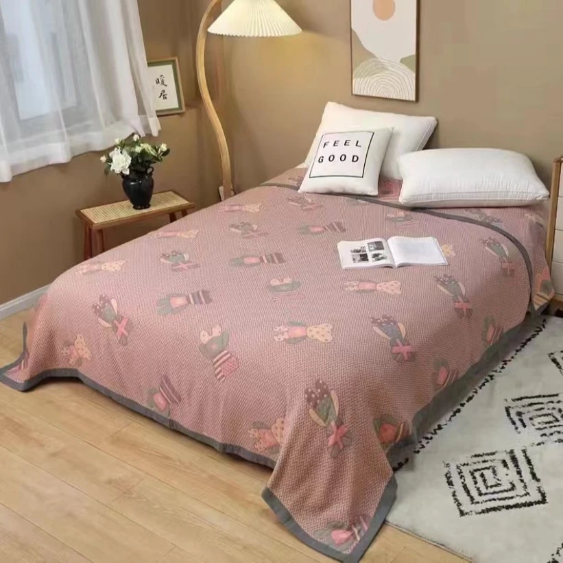charming/千榕（田总专属）暖心熊提花凉席床盖多功能亲肤夹棉包边