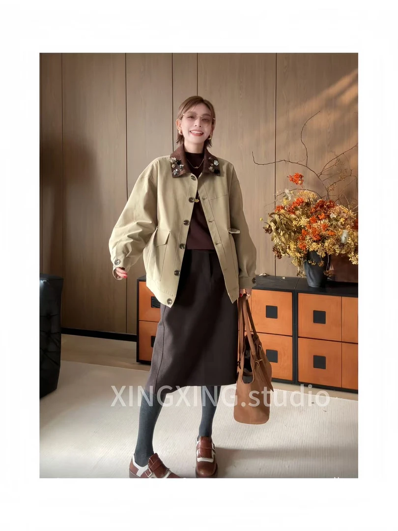 X.x.复古工装风衣羽绒服外套女冬新款时尚百搭羽绒上衣潮362