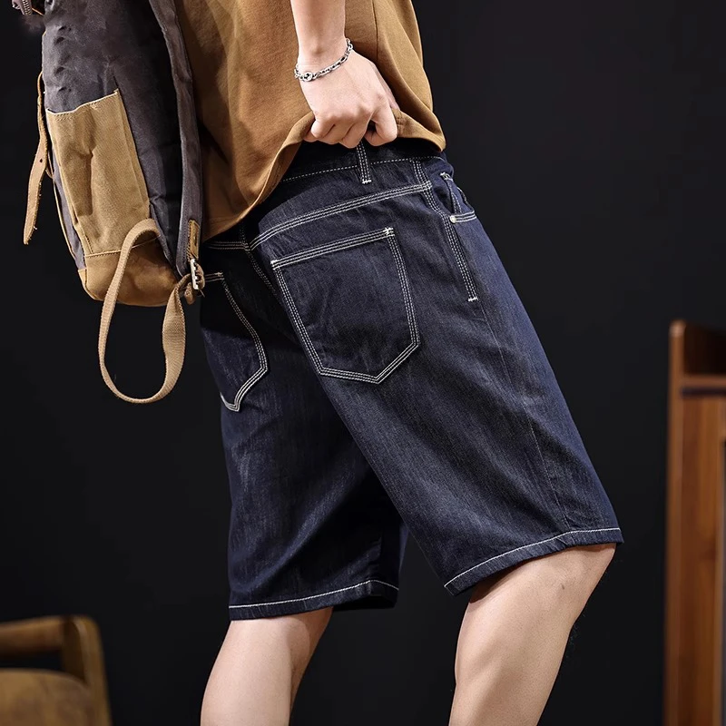 LEIGHZ/雷茨潮牌牛仔短裤男士夏季五分裤新款夏外穿薄款宽松大码