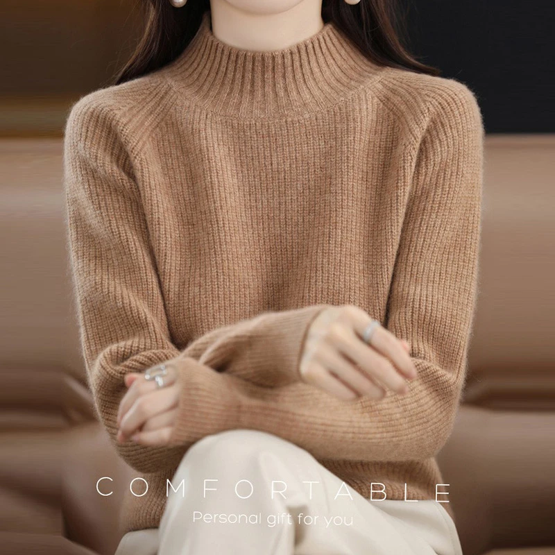 冬季加厚短款毛衣女半高领内搭长袖羊毛打底衫2024新款爆款羊毛衫