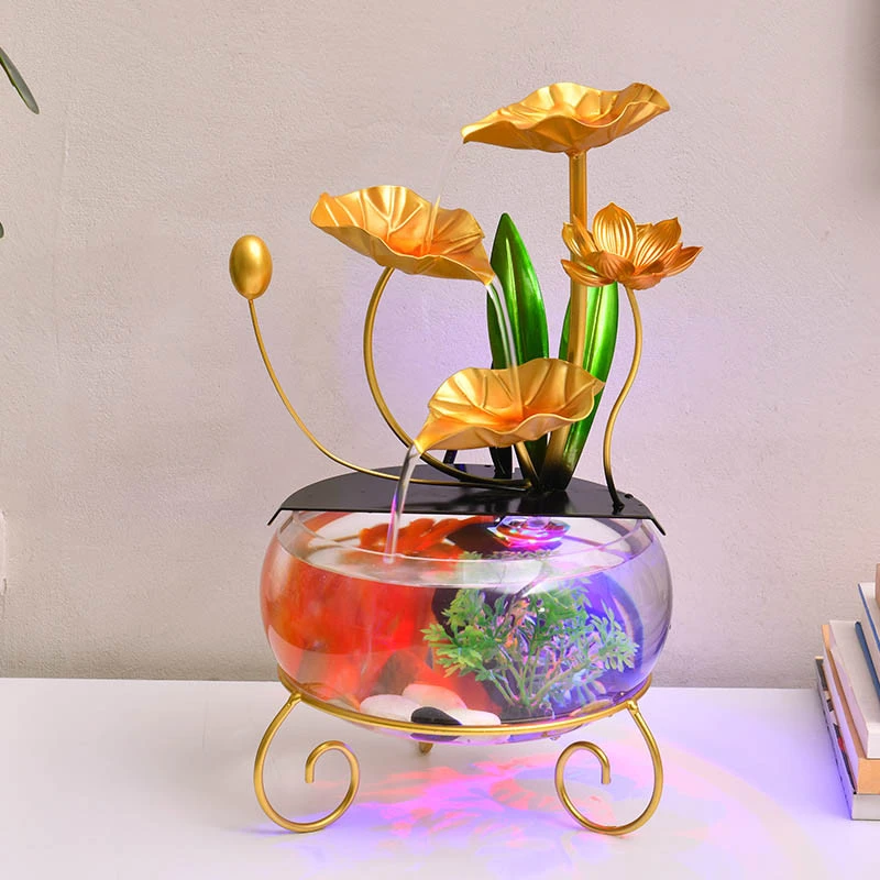 玻璃鱼缸创意流水摆件循环流水客厅门店顺风顺水乔迁搬家招财摆件