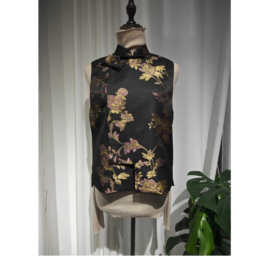 【金枝玉叶】黑金马夹提花新中式马甲高端定制款时尚百搭