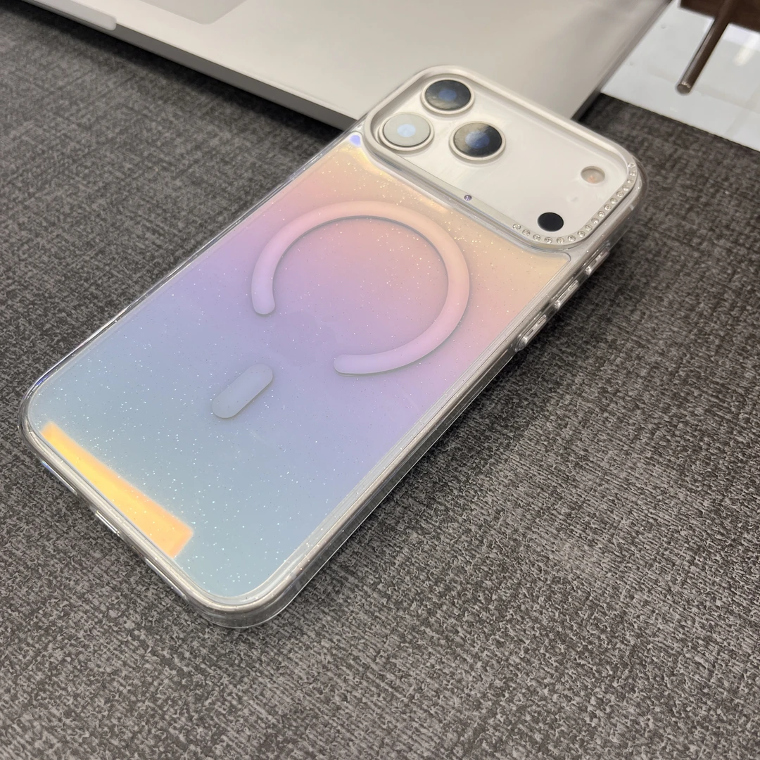 ZGA新款晶灿玻璃闪粉磁吸适用苹果17promax手机壳不发黄高颜值