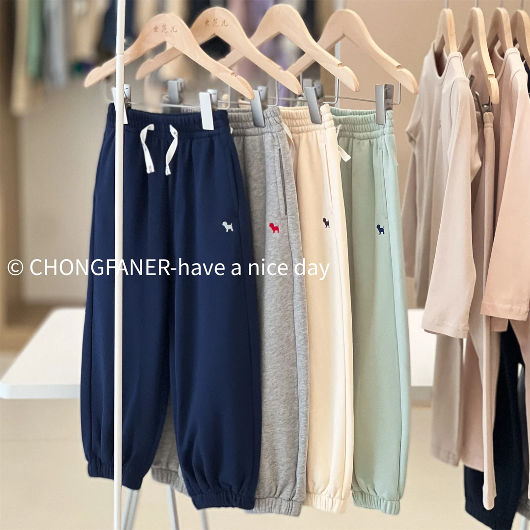 E73 秋季新品童装男童女童宽松休闲毛圈运动长裤 100-155码