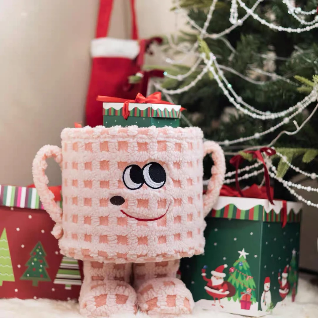 卡通小怪兽收纳筐大容量杂物收纳桶零食整理多巴胺羊羔绒可爱收纳