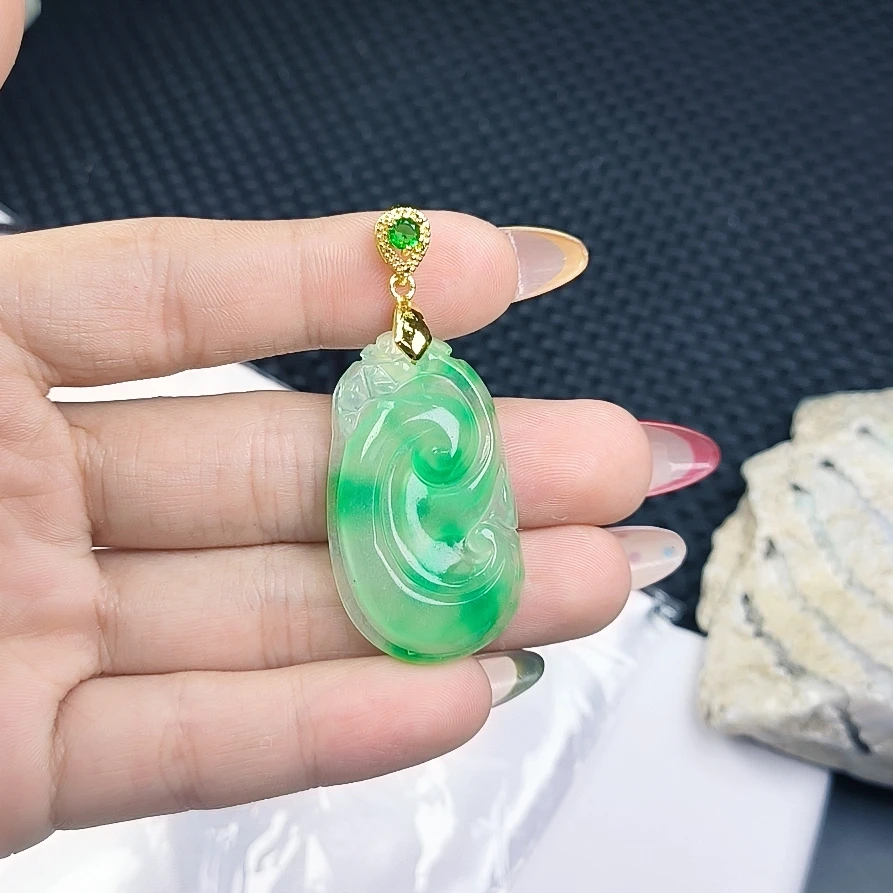 （聚宝严选））D0149绿飘花如意吊坠妈妈款精致精美百搭时尚