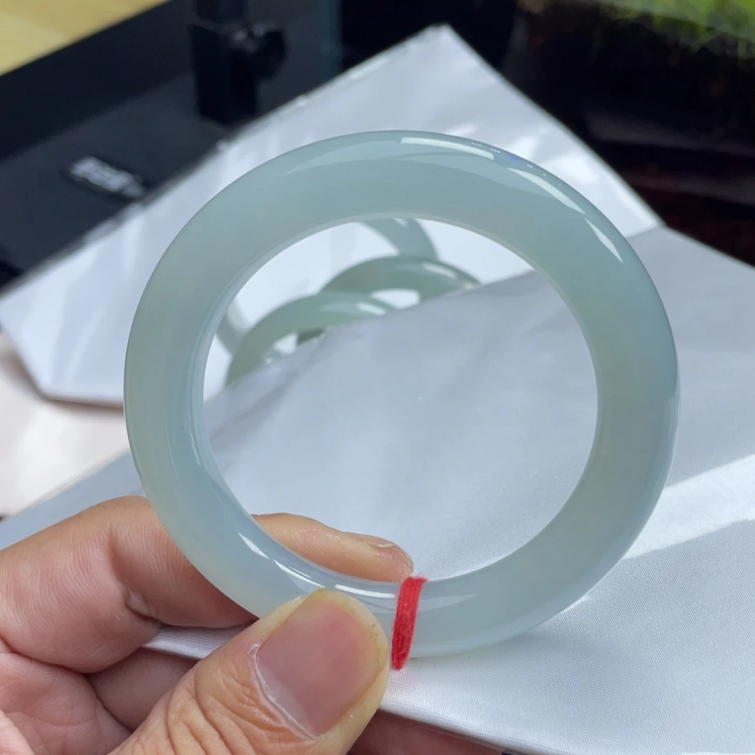 翡翠未镶嵌手镯56糯冰晴水种老肉细起胶光