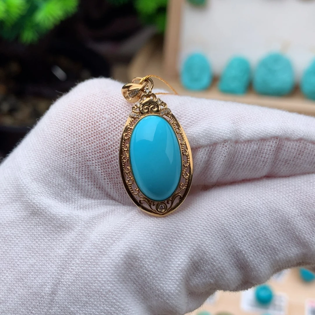 绿松石珠宝奇石18K金镶嵌