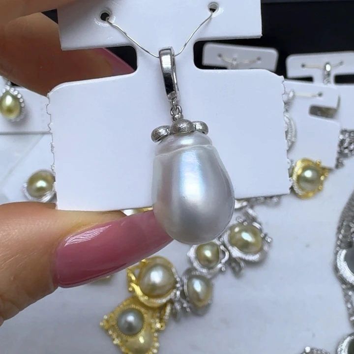 海水珍珠银S925镶嵌颈饰柠****