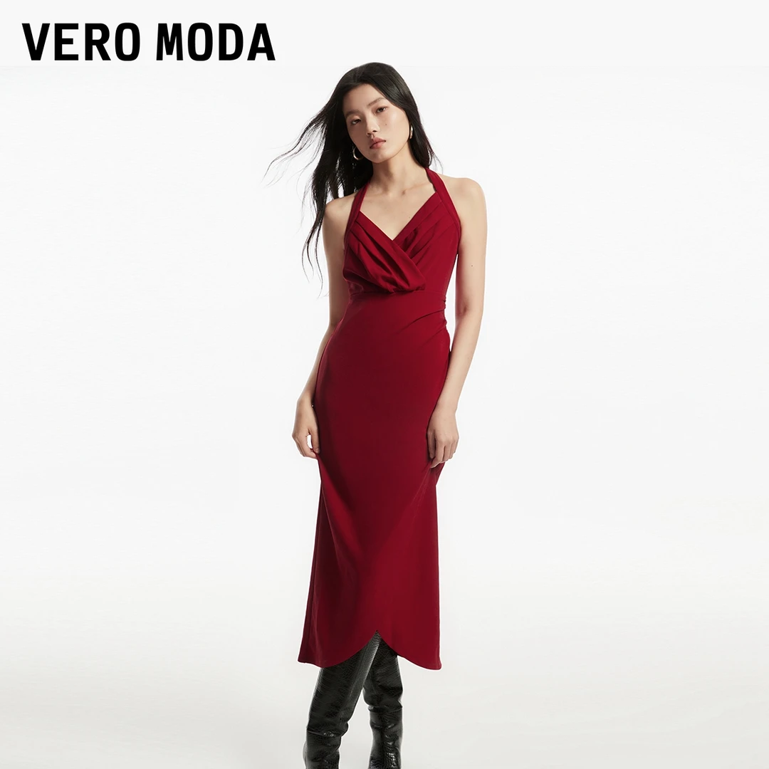 Vero Moda连衣裙女早秋新款收腰开叉时尚礼服裙324361037