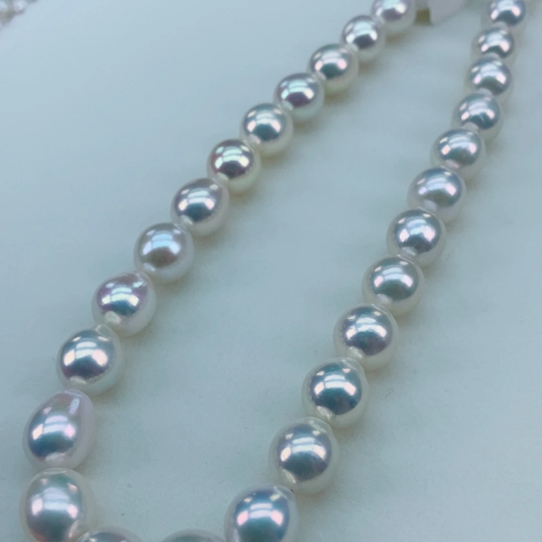 银S925镶嵌淡水珍珠10银蓝炫彩水滴大灯泡