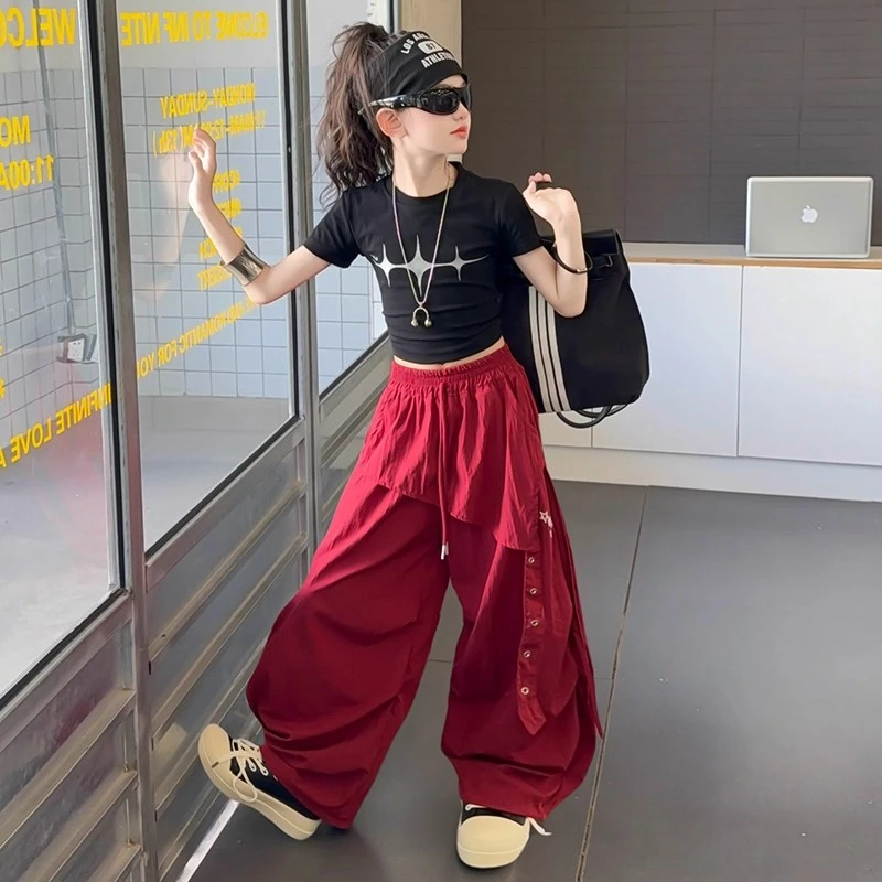 女童巨好看套装夏季新款女孩大童潮酷洋气穿搭夏装炸街工装裤薄款