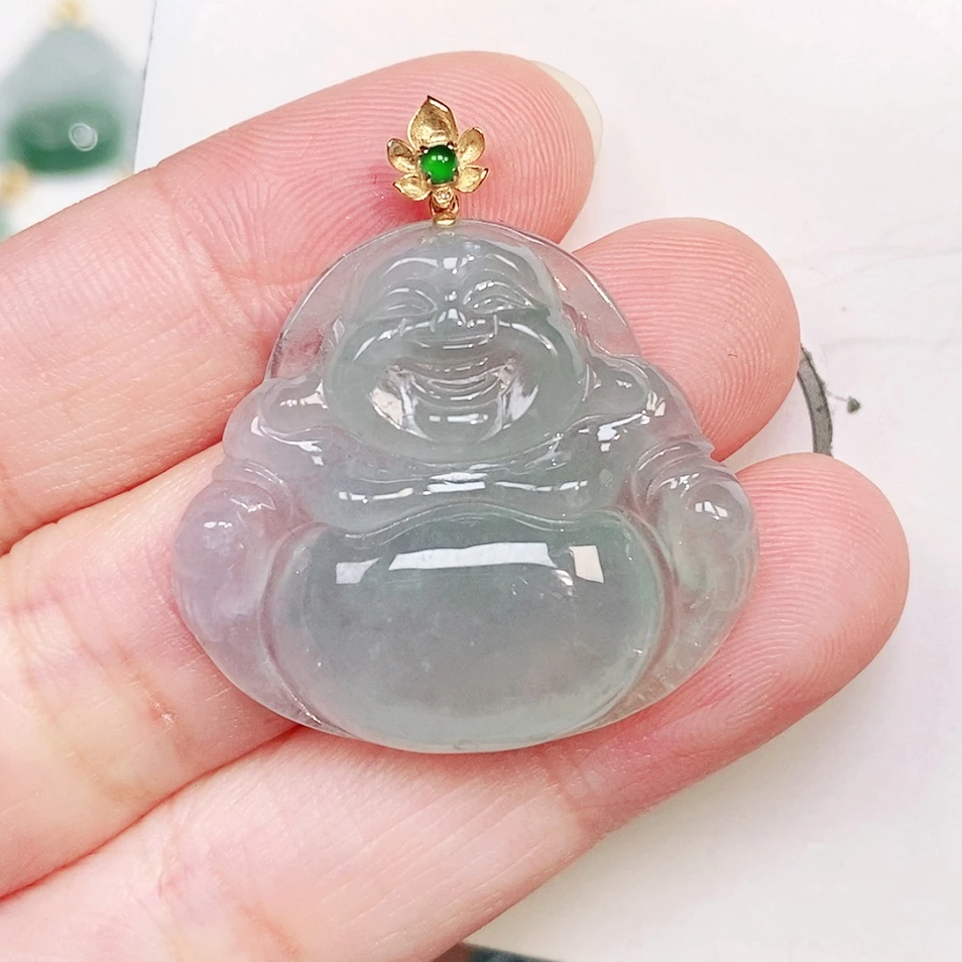 翡翠18K金镶嵌颈饰