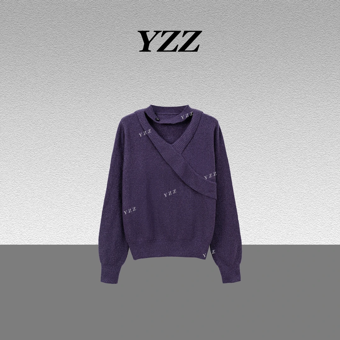 YZZ “云舒”山羊绒冬季新款女挂脖圆领毛衣羊毛针织衫 810695