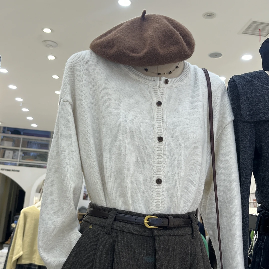 【鞠子Juzi】2705#秋冬新品浣熊咖啡扣针织开衫(长约51)