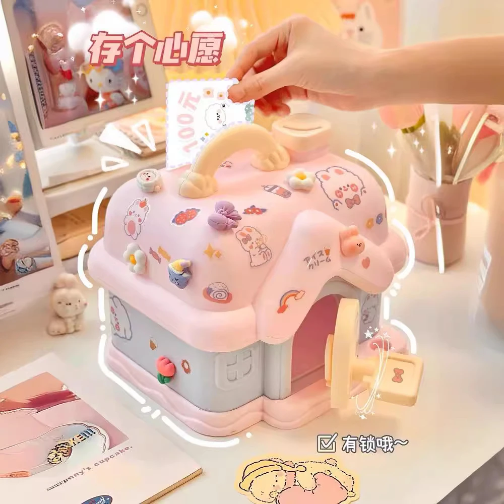 2025年新款存钱罐儿童可爱小房子储蓄罐带锁钱箱送女孩礼物储钱罐