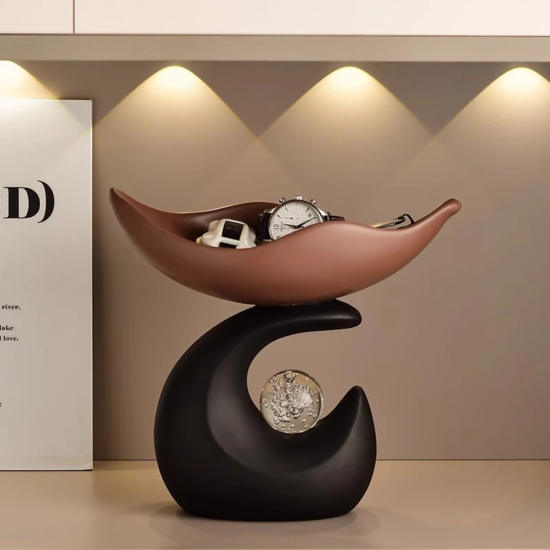 创意中古风放钥匙收纳托盘入户玄关摆件高级感小众客厅鞋柜装饰品