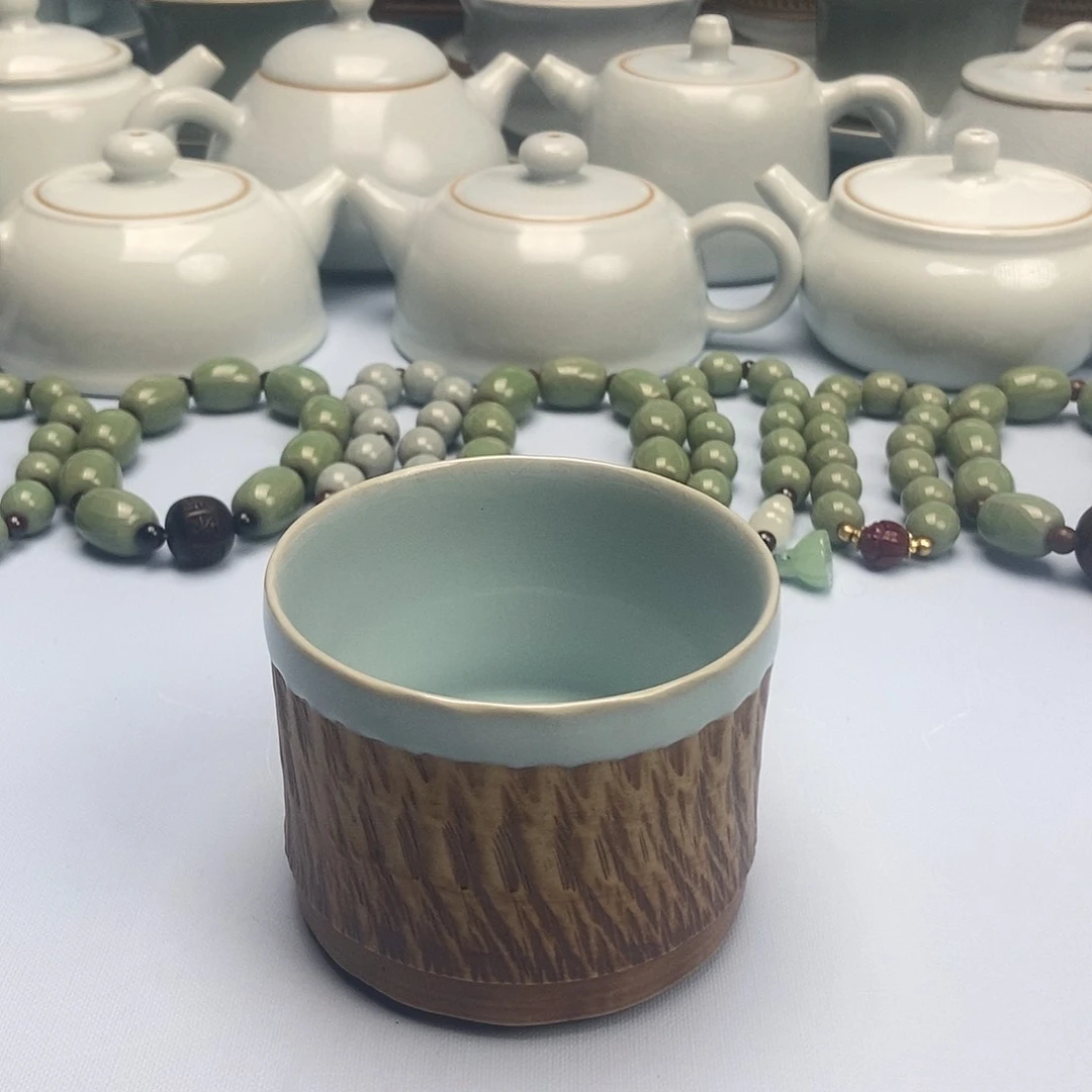 杯孤品重工跳刀天青直桶原矿原釉原产地