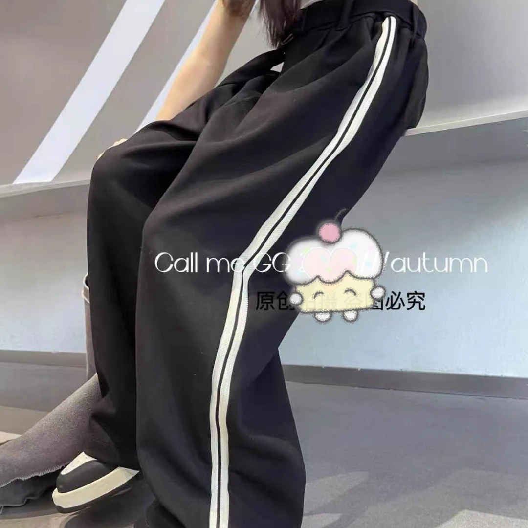 叫我格格童装女童西装直筒阔腿裤72365垂感春秋女孩黑色直筒裤潮