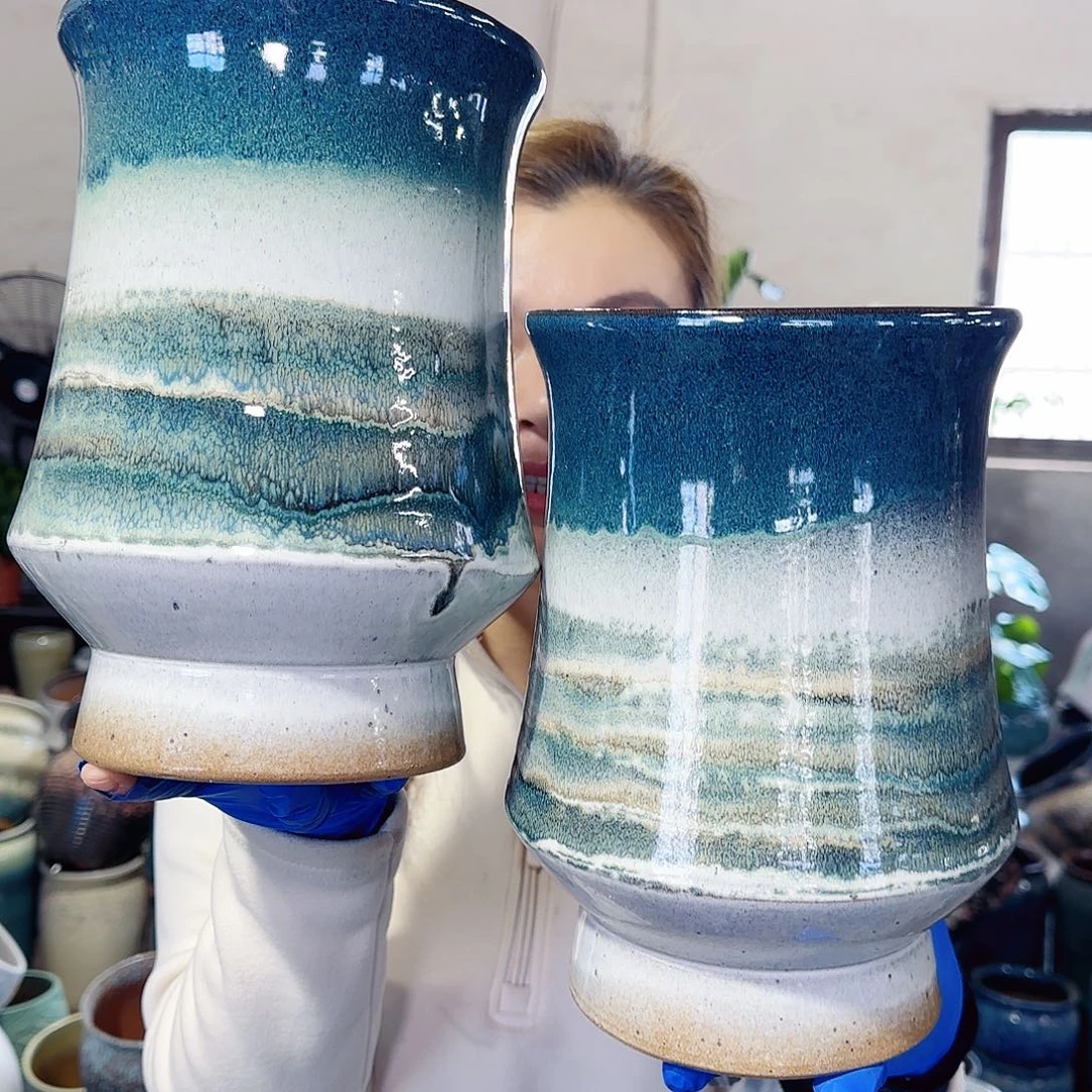 紫砂花盆高24口16