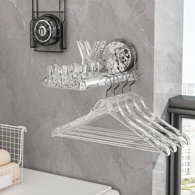 吸盘折叠衣架收纳神器阳台多功能挂架整理架免打孔晾衣架收纳挂钩