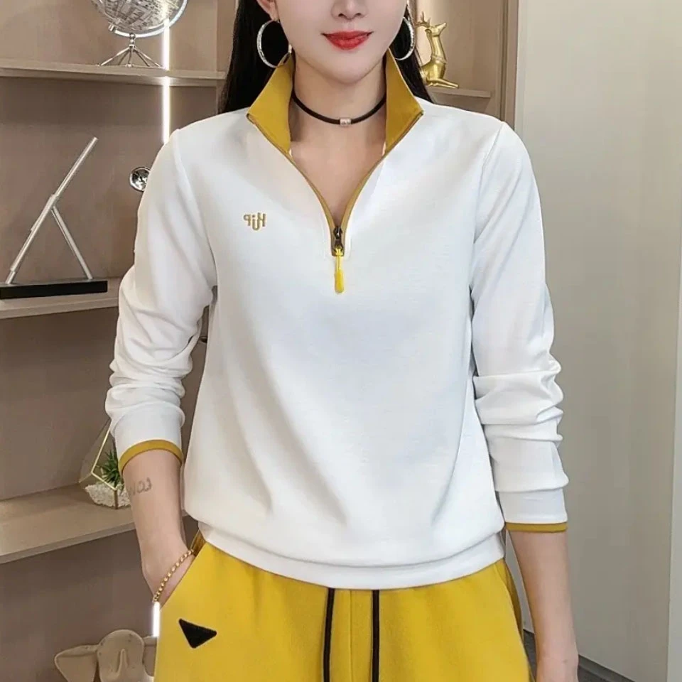 2025春季新款时尚休闲运动刺绣百搭立领拉链宽松显瘦上衣长袖女潮