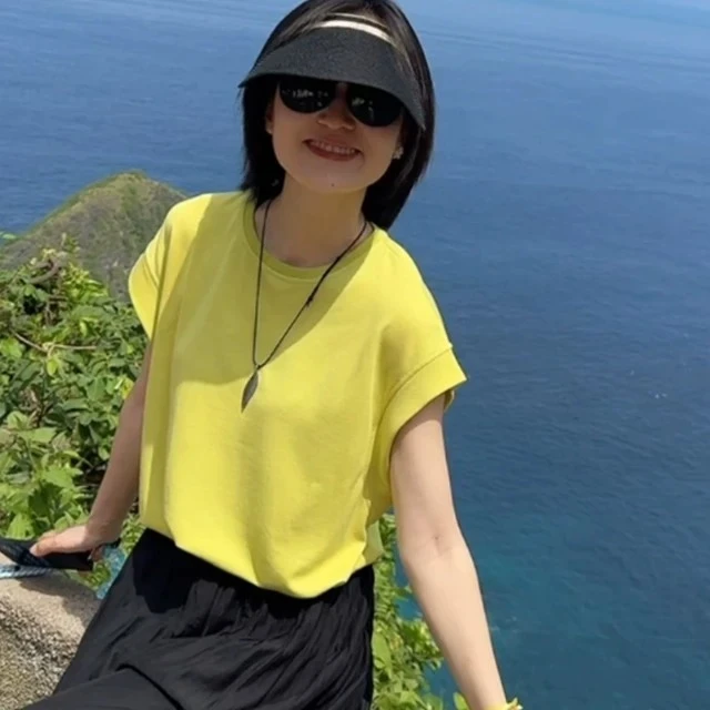 圆领高级感正肩t恤时尚2025夏季打底衫舒适亲肤套头上衣宽松短袖