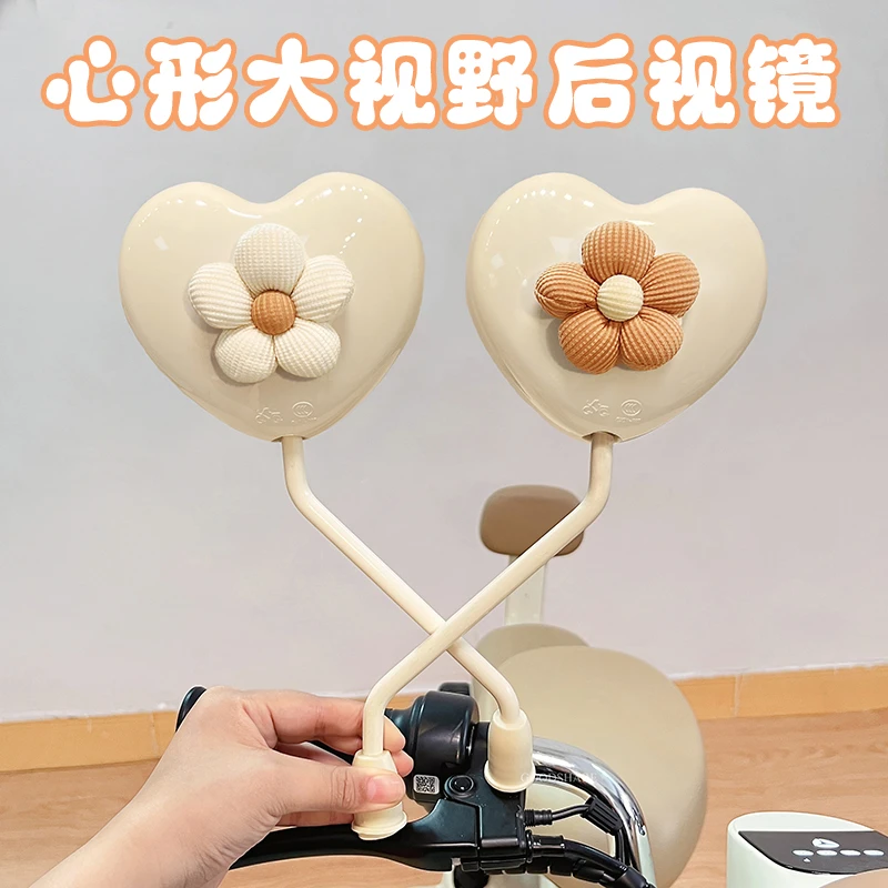 电动车后视镜可爱卡通反光镜雅迪爱玛台铃电瓶车倒车大视野凸面镜