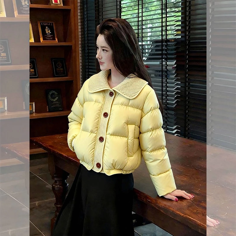 冬季新款翻领设计感棉服外套女款气质轻熟风棉袄独特别致加厚棉衣