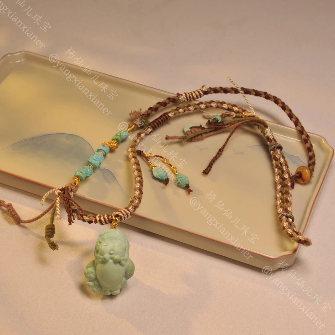 【杨仙仙珠宝】18K厚金镶嵌绿松石多宝项链-3525