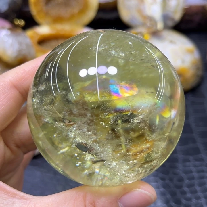 未镶嵌发饰水晶爆彩黄水晶球