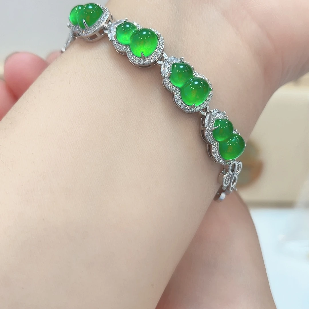 银S925镶嵌手链翡翠手链19