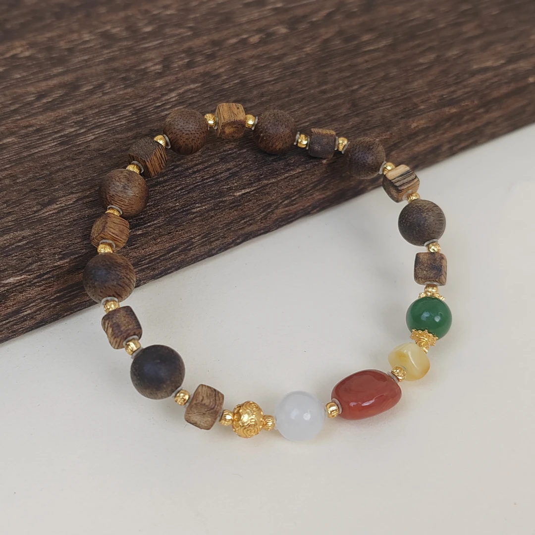 【芳华】文莱黑棋南红设计手串（多样性发其一）