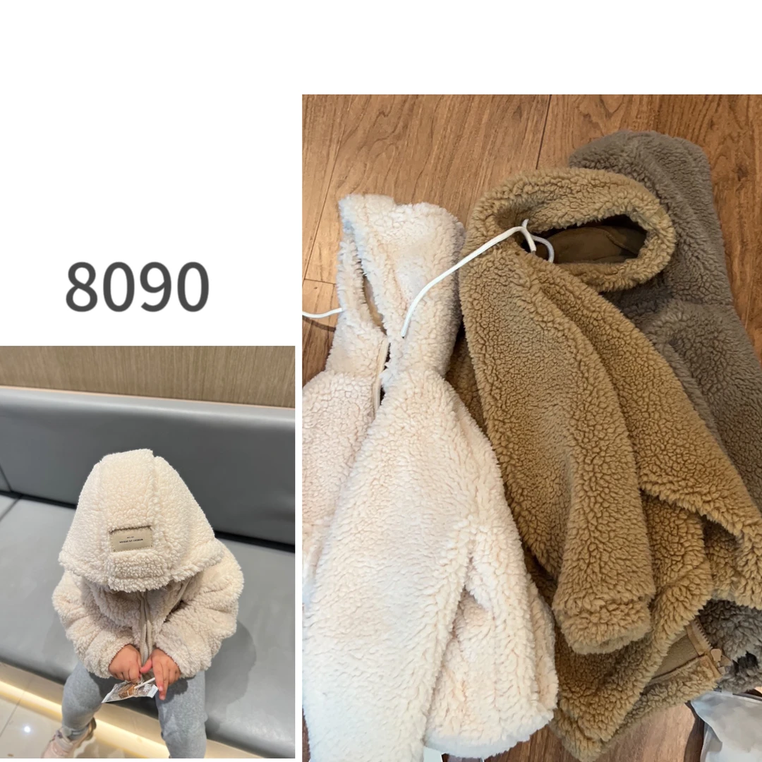 【8090暖居】雪宝宝连帽外套秋冬款儿童羊羔绒可爱洋气NJ-23380