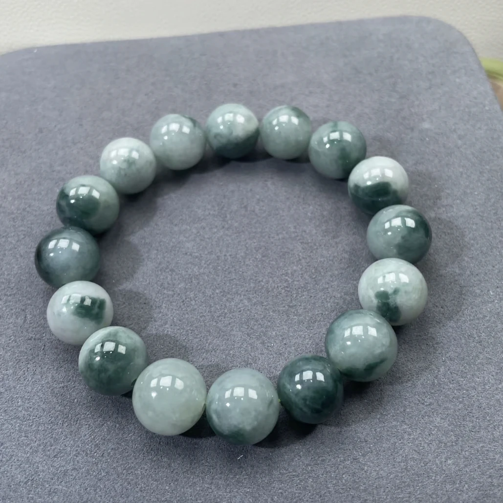 翡翠A货蓝花翠卡1.3大尺寸手串【超哥宠粉】