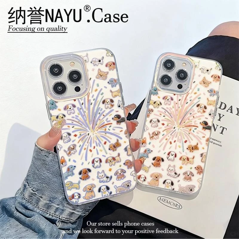 烟花小狗大孔极光金手机壳适用于iPhoneiPhone苹果17手机壳华为op