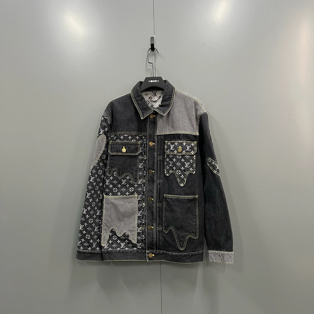 99新 LouisVuitton/路易威登 q211 解构拼接老花满印工装夹克52码