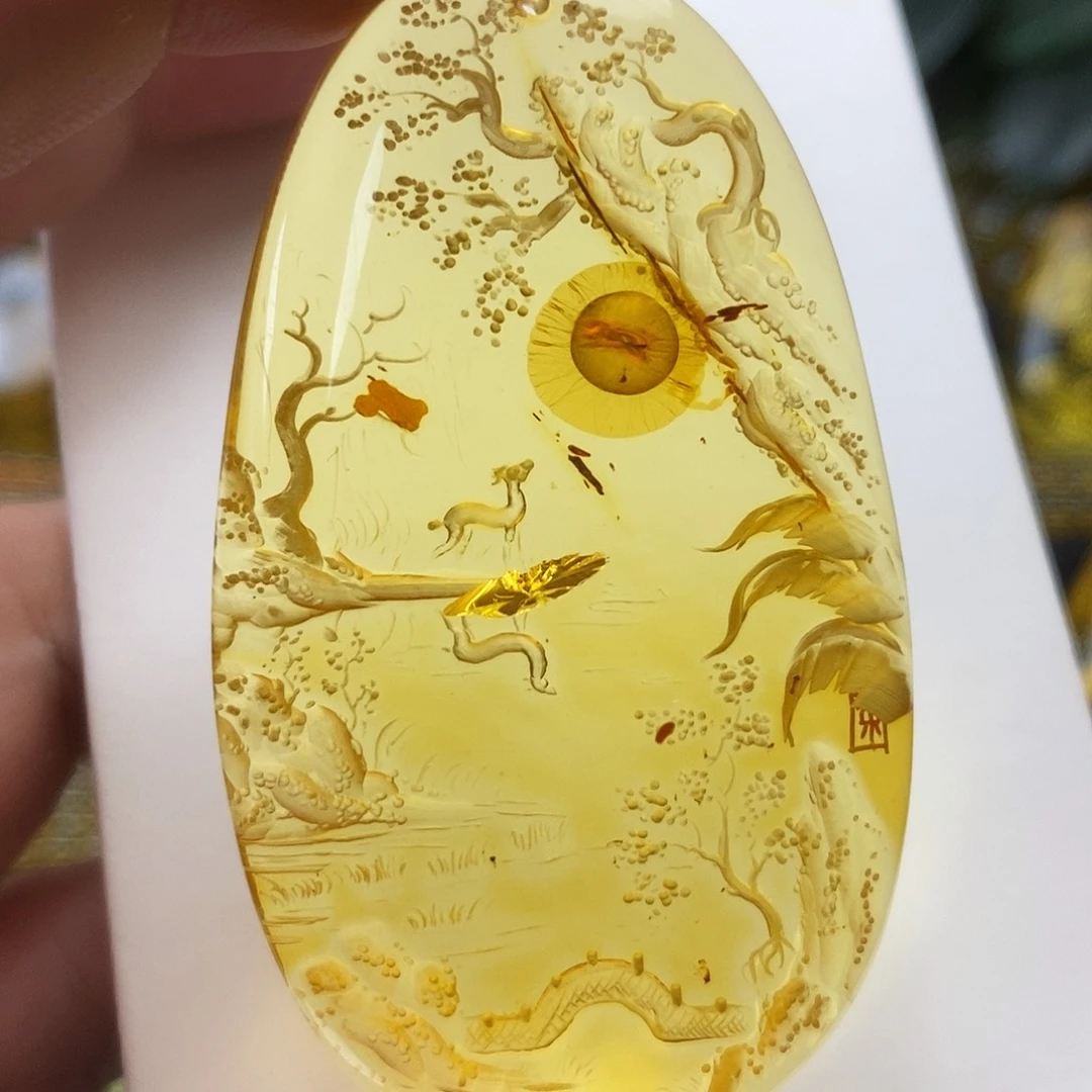 琥珀（花珀）未镶嵌吊坠(不含链)