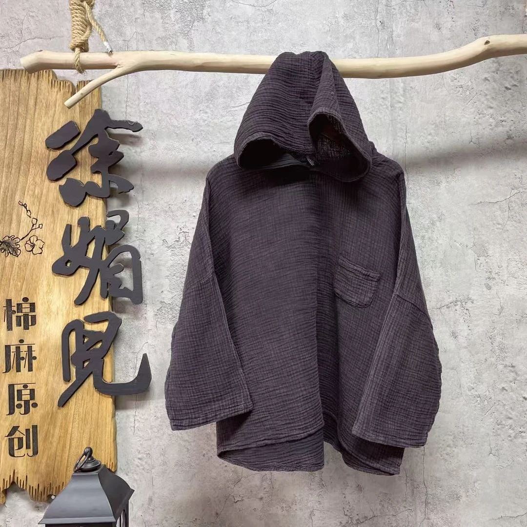 媚儿~原创复古炒色做旧连帽上衣（衣长60 胸围140）