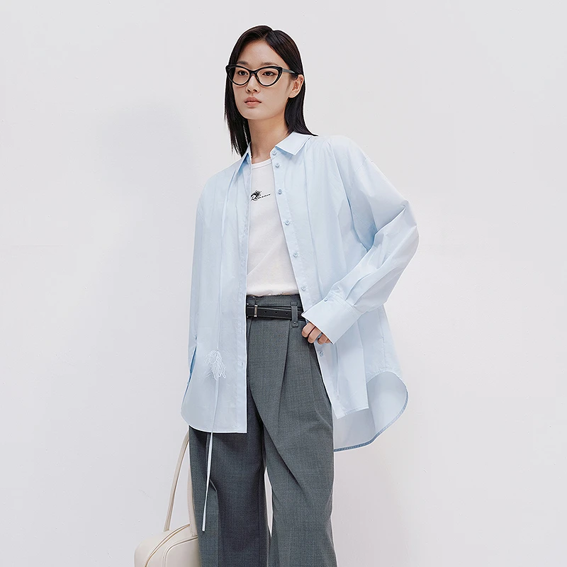 HPLY/荷比俪商场同款夏季女雅致宽松简约蕾丝通勤衬衫HHF21630072