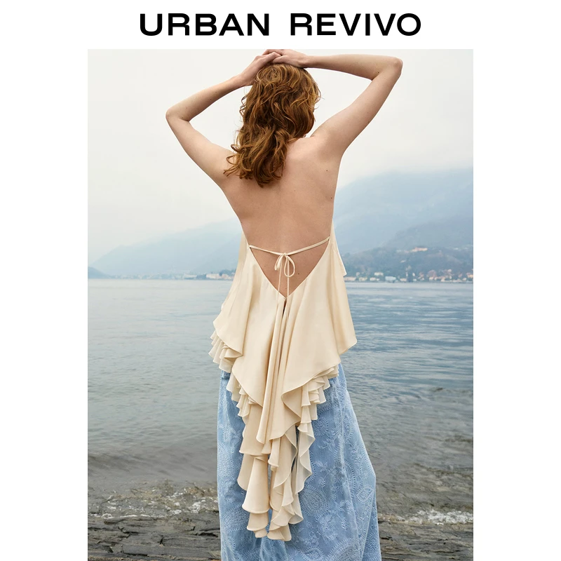 【大片同款】UR2025夏季层叠花边吊带衫女新款一秒入夏UWA250008