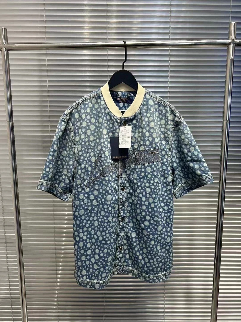 99新 LouisVuitton/路易威登 联名满印短袖棒球服短袖衬衫/m码